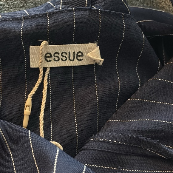 Essue Navy Pinstripe Wide Leg Jumpsuit | Button Detail | Size M - Picture 7 of 7